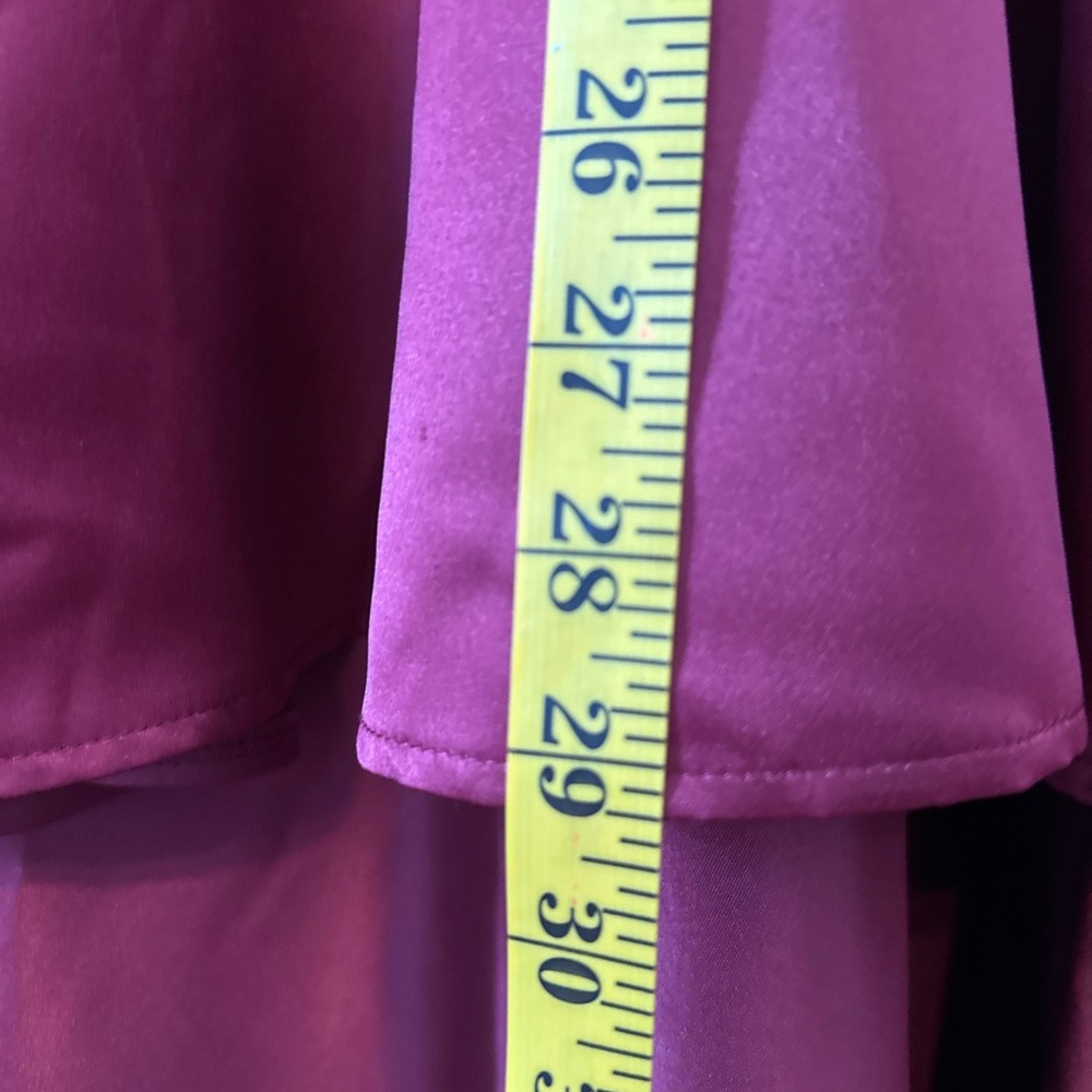Spliced Burgundy Lace Satin High-Low Dress Long Sleeve Size Medium - Picture 6 of 13